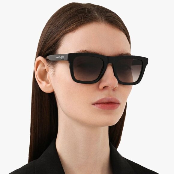 Alexander McQueen AM0301S 001 Sunglasses Black Square Frame, Grey Lenses - Picture 2 of 10